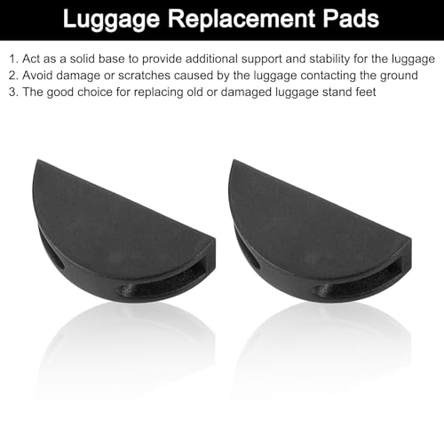 uxcell 4Pcs Luggage Replacement Pads, Plastic Luggage Stand Feet Stud, Suitcase and Travel Gear Bottom Side Accessories with with Screws, Nuts and Washers, Black (77x28x30mm)4