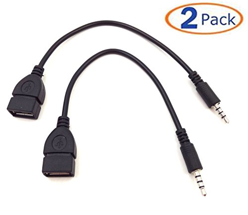 Qaoquda 2 Pack Usb 2.0 A Female To 3.5Mm Male Jack Plug Car Aux Audio Converter Adapter Cable #TOP1
