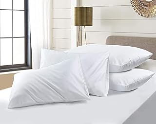 Hajran Linen - 100% Egyptian Cotton King Size House Wife Pillowcase Pack of 2 | 220 Thread Count Hotel Quality | Envelope Closure Pillow Covers | Soft & Durable Pillow Protectors (50 x 90 cm)