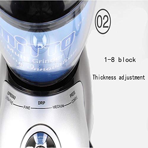 Kaffeemaschine - Mühle Elektrisch, Gewürzmühle mit Auswahl für Tassengröße und Grobheit, Edelstahlklingen, abnehmbar – Bild 6