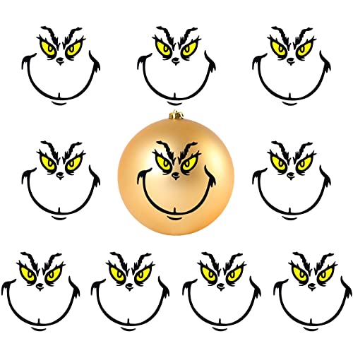 Hioph 10 pegatinas Grinch para adornos, calcomanías de Navidad, pegatinas de ventana de bricolaje, suministros de fiesta, pegatinas adhesivas para decoración de ventana de Navidad Cover