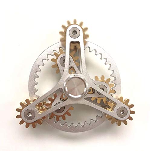 FREELOVE Metal Spinner Fidget Toy Prime, Steel Bearing for Copper Gear Design Tri Fidgets Spinners Hands Finger Play Stress Free Hand Cool (Wheel 7 Gear, Silver-Gold)