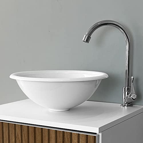 Cuba de Embutir ou Sobrepor Redonda 30cm Branca para Banheiro ou Lavabo