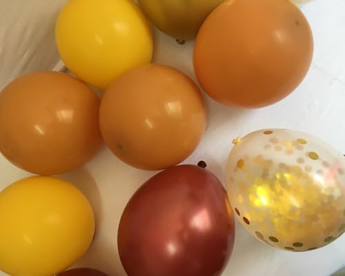 Fall Harvest Color Balloons - Yellow Orange Burgundy Gold Balloons for Thanksgiving Day Birthday Graduation Autumn Party Decorations Supplies 60 packs 12Inch (Burnt Orange + Maroon) by TSOTU - Used condition - US$8.99