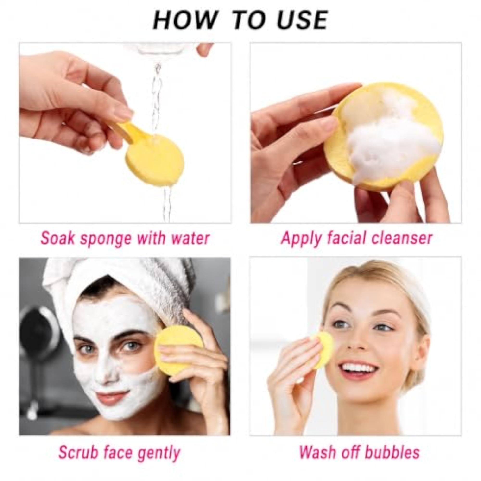 Facial Cleansing Sponges Pack of 12 for Gentle Face Washing