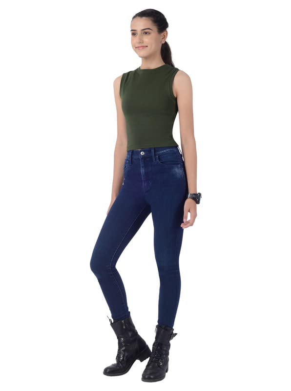 JASNIT Basic Solid Plain Tank Top Gym Yoga Sports Activewear Crop Top for Women & Girls 95% Cotton 5% Lycra (Size XS S M L XL 2XL 3XL 4XL) Military Green 4