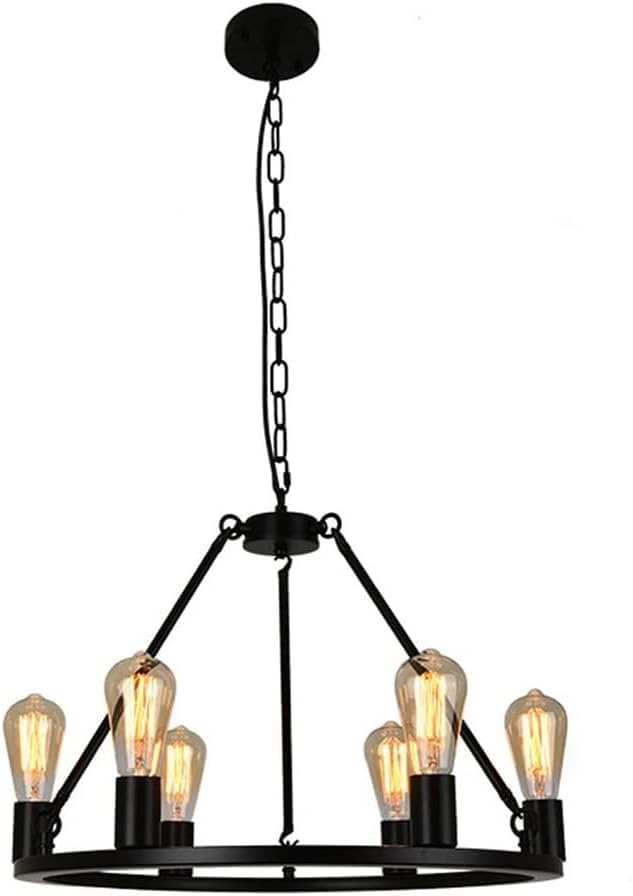 Genérico Lámpara de araña con rueda de carro en V con acabado negro, lámparas de araña de 6/12 luces compatibles con decoración de comedor,Lámpara de araña
