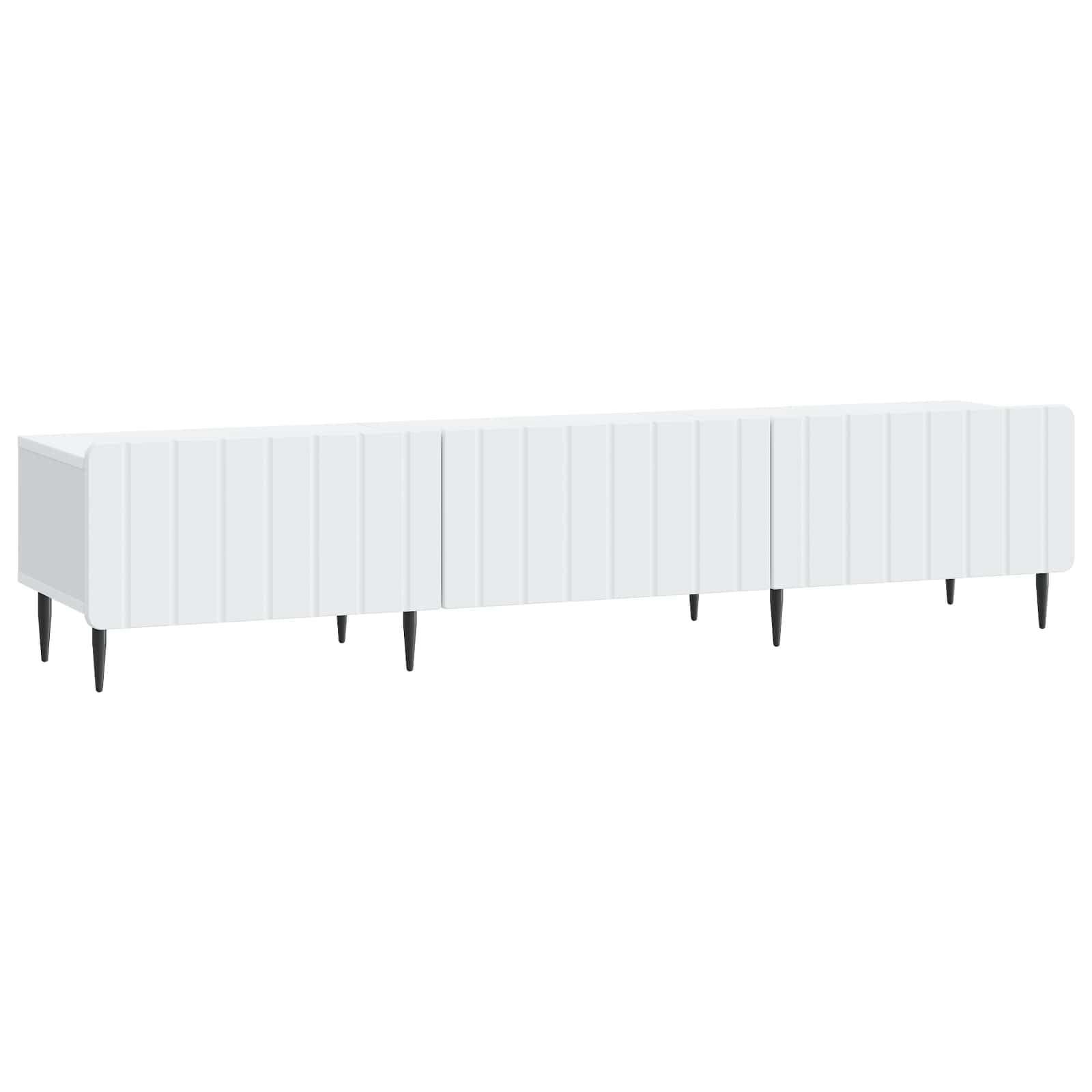 Meuble TV bas blanc 147cm avec 3 tiroirs en bois pour salon