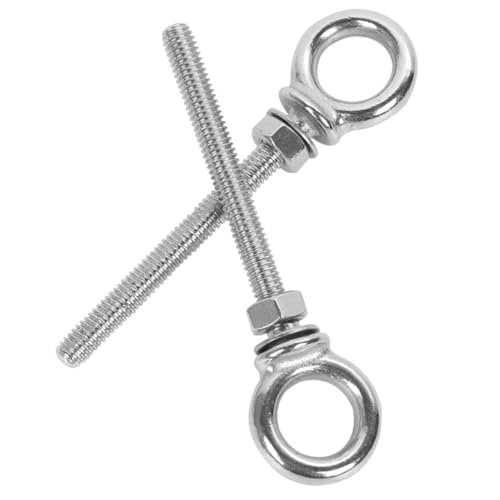 MAGICLULU 2 piezas Pernos de Acero Inoxidable para Elevación Tornillos de Argolla Largos con Tuerca y Arandela Resistentes la Corrosión para Uso Marino y Exterior