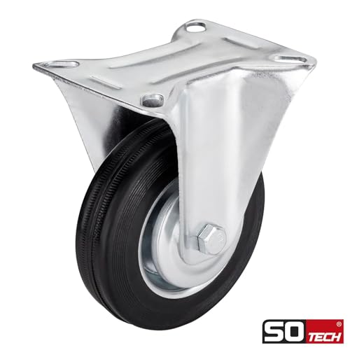 4er SET SOTECH Transportrollen RED Ø 75 mm (2x Bockrollen, 2x Lenkrollen mit Bremse) Höhe 96 mm, Anschraubplatte 80 x 67 mm Traglast bis 280 Kg Bockrolle