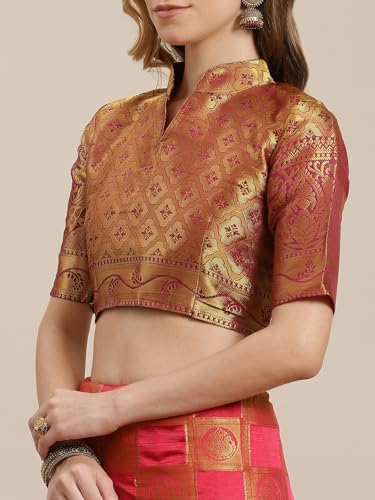 Image of Women's Banarasi Silk With Jacquard Print Saree With Blouse