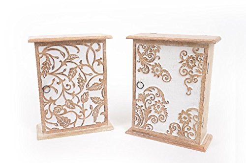 Sindy Bomboniere Mobiletto Portachiavi in Legno intarsiato in Rilievo, decori Assortiti