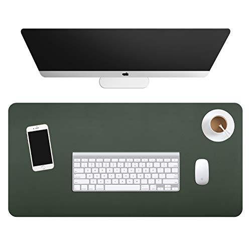 Dual-Sided Desk Pad (31.5 x 15.7"), Waterproof Leather Office Desk Mat, PU Mouse