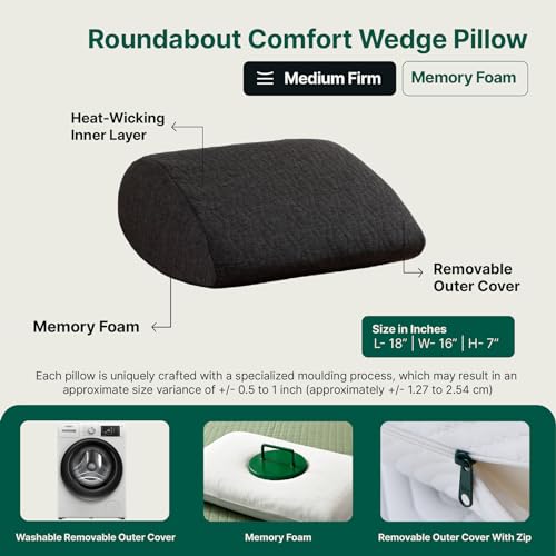 Image of The White Willow Orthopedic Memory Foam Soft Inclined Bed Wedge Leg Rest Pillow for Acid Reflux, Pregnancy, Anti Snoring, Reading, Back Pain Relief, Knee and Back Support- Grey (17 inchL x 14.8 inchW x 7 inchH)