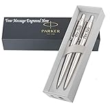 Personalised Engraved Parker Jotter Ballpoint Pen & Pencil Set with Black Ink in a Classy Engraved Gift Box, Personalised Gift for Anniversary, Christmas - Enter Your Custom Text