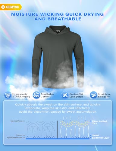 GEMYSE Sun Shirt UPF 50+ Men's Fishing Long Sleeve UV Protection Hoodie Hiking Rash Guard Athletic Running4