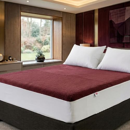 Image of Next Space - Waterproof - Hypoallergenic Mattress Protector, PVC-Free, Easy Wash, Absorbent and Breathable (Maroon, 48x75)