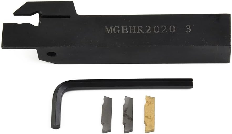 Grooving Tool Holder, CNC Lathe Tool Holder, Carbide Insert Set, for Steel Stainless Steel Aluminum, 3-Piece with Wrench, Industrial Machining