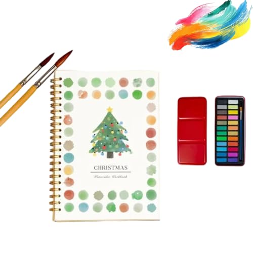 Image of Watercolor Workbook,Coloring Book,Beginner Friendly Painting Kit,Simple Nature Scene Painting Set Art Crafts,With 12 /24Colors Paint Set with Paint Brush (E 24 colors)