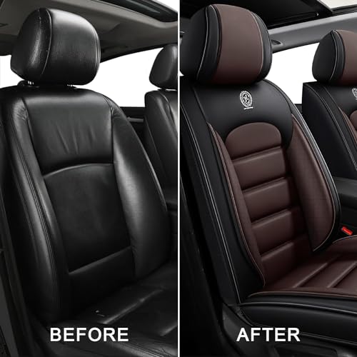 Image of Front Seat Covers for Volkswagen Golf SportWagen 2015-2019, Black-Coffee