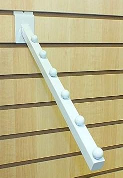  أرفف الملابس فقط 6 كرات Slatwall Waterfall - أبيض - عبوة من 10 
