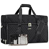 Weekender Travel Duffle Bag for Women: Overnight Bags with Shoe Compartment Carry on Bags for Airplanes with Toiletry Bag Weekend Yoga Gym Bag with Wet Pocket Travel Duffel Tote Bag Hospital Bag Black