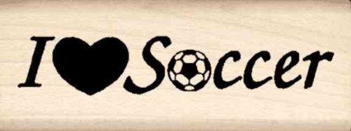 Tampon en caoutchouc I Love Soccer pour personnaliser vos cahiers et projets créatifs football