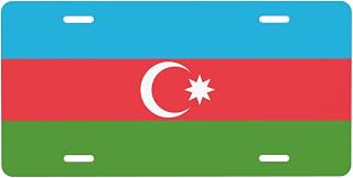 Flag of Azerbaijan License Plate for Front of Car Sign License Plates 6x12 Inches Metal Car Plates Tag Vanity Novelty Car Decor Tag