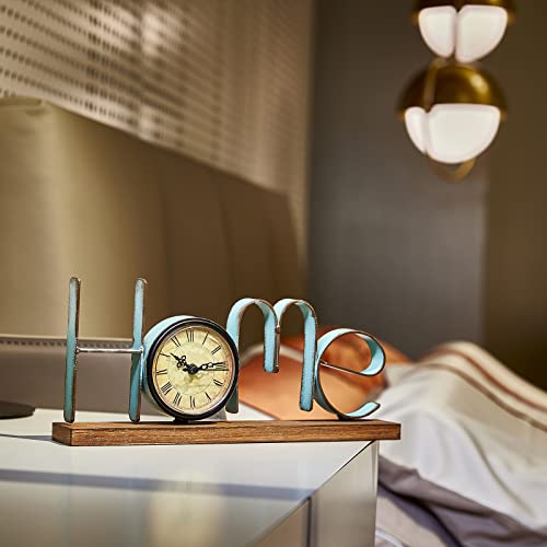 Yawill Desk & Shelf Clock - 5.12" H Antique Metal Wood Clock Vintage Green Letter Home With Battery Operated Round Quartz Clock For Living Room Dining Room Bedroom Office (Home) #TOP2
