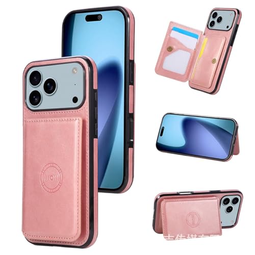 Étui cuir iPhone 17 or rose : une housse à rabat fine au design premium