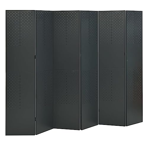 Yisssmeng 6-Panel Steel Room Divider 94.5 x 70.9 inch Anthracite
