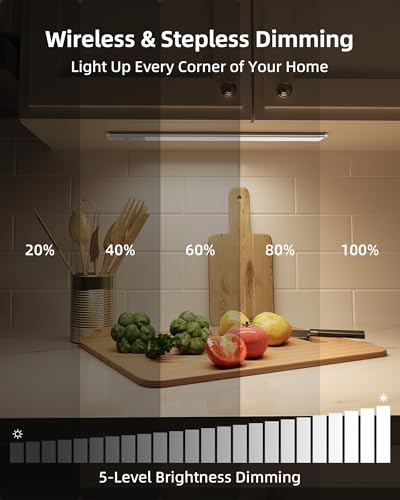 Image of EZVALO 134 LED Under Cabinet Lights, 4000mAh Rechargeable Motion Sensor Light Indoor, Dimmable Magnetic Closet Lights with 3 Color Temps, Wireless Under Counter Lights for Kitchen, Stair (2 Pack)