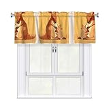 WZYWHJ Kurze Vorhänge mit Volantstange, 137,2 x 45,7 cm, mit Känguru-Mutter-Druck, einfach zu installieren, für Küche, Bad, Waschküche, Studio