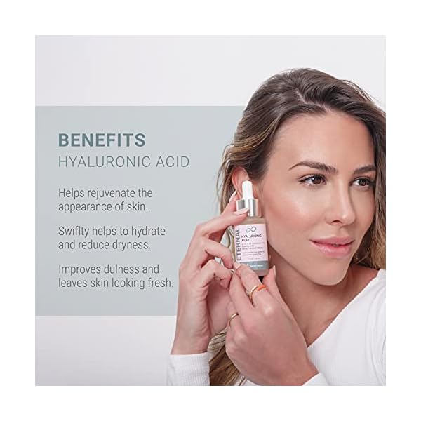Eternal 2.1% Pure Hyaluronic Acid Face Serum - Niacinamide and White Tea Leaf Extract Moisturizes, Hydrates, Plumps Skin, Reduces Wrinkles and Fine Lines, Anti-Aging Facial Oil Serum (1Fl. Oz.)