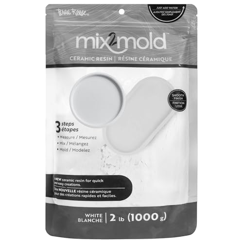 Mix2Mold Ceramic Resin Powder - White 2lb Bag - Non-Toxic, Smooth Finish, Quick Dry, Easy Crafting, 60 Min Cure, Food Safe