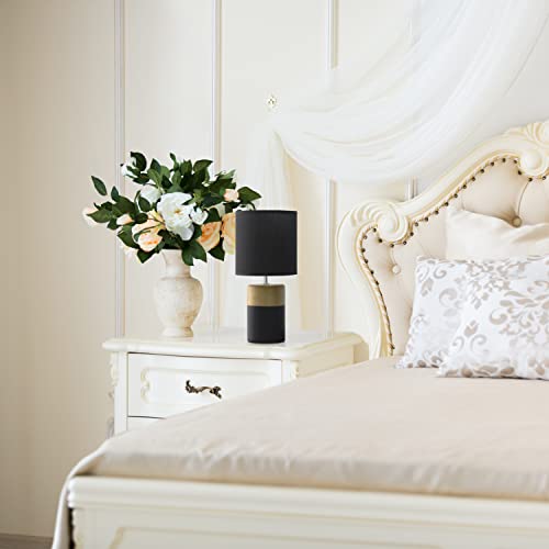 Simple Designs Lt1114-Blk Two Toned Split Colors Basics Porcelain Bedside Table Lamp, Black And Gold #TOP4