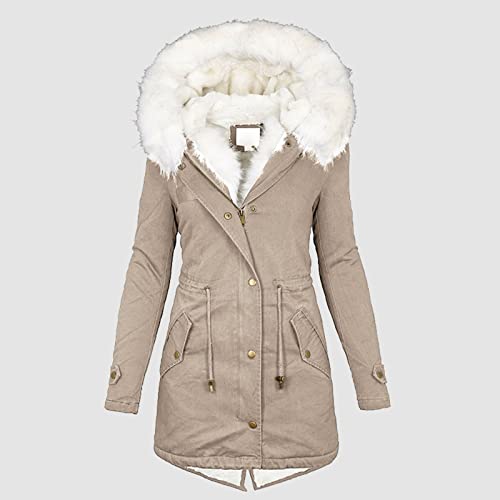 Winterjacke Damen wintermantel Mantel mit Fell Jacke lang warm gefüttert Damenjacke Damenjacken Winter Jacket Parka Coat for Women winterparka mädchen