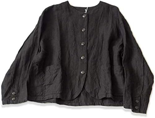 Amazon ヤラ Yarra リネンジャケット しわ感のあるナチュラルなノーカラージャケット 春 レディース 長袖 襟なし アウター 着丈短め ナチュラル 大人カジュアル 春 夏 梅春 スプリングジャケット フリーサイズ ブラック 99 コート ジャケット 通販