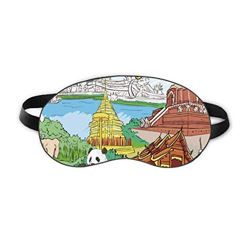 Thailand Chiang Mai Panda Temple Sleep Eye Shield Soft Night Blindfold Shade Cover