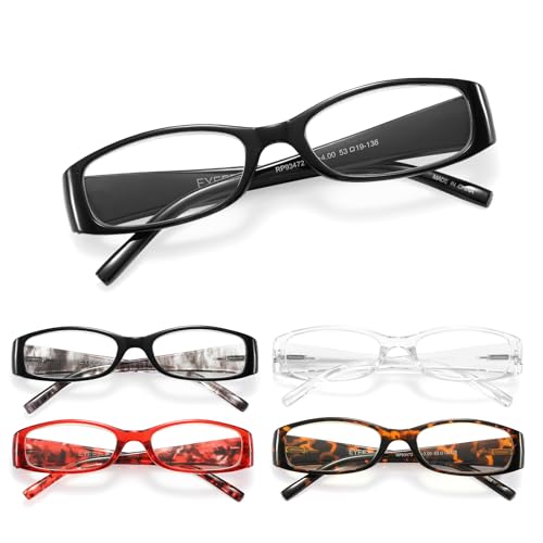 eyeezi 5PC Reading Glasses for Woman Blue Light Blocking Computer Readers for Men-Unbreakable Reading Glasses Spring Hinges Traditional Readers 1.5