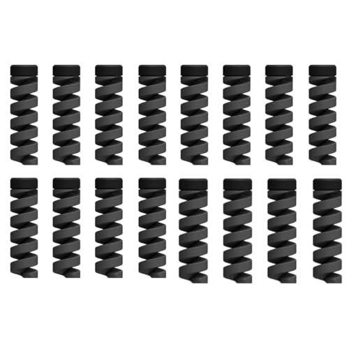 skysia Spiral Cable Charger Protector Wire Protector – Data Cable Saver, Earphone Cable Cover, Cords Protective Wire Winder Sleeve Charger Cover (Black End Guard (16 Pcs))