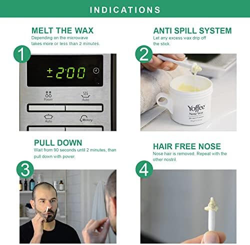 Original Yoffee Nose Wax Kit for Men & Women - Wax Nose Hair Removal with ecological Beeswax & Aloe Vera - 10 Reusable Nose Wax Applicator Sticks - Easy - Quick and Painless - 100g - Made in Spain