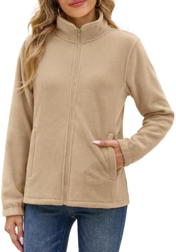 Nilimoph Damen Fleecejacke Fleecepullover Sweatjacke Fleece Jacke Winterjacke mit Durchgehendem Reißverschluss Stehkragen Pullover Warme Damenjacke für Wandern und Freizeit
