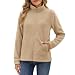 Nilimoph Damen Fleecejacke Fleecepullover Sweatjacke Fleece Jacke Winterjacke mit Durchgehendem Reißverschluss Stehkragen Pullover Warme Damenjacke für Wandern und Freizeit (Khaki, XL)