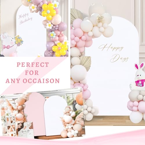 Image of SoarDream 7.2FT Wedding Arch Cover White Spandex Fitted Balloon Arch Stand Covers Fitted for Backdrop Stand Fabric Stretchy Backdrop for Baby Shower Birthday Party Decorations