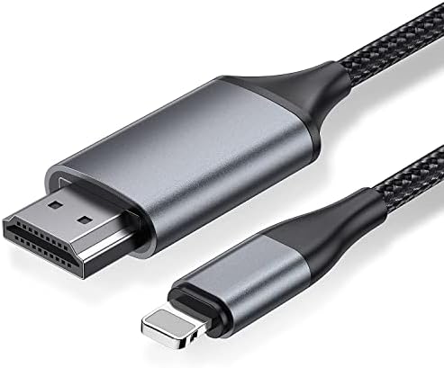 Luyuan Inc HDMI Cable for iPhone, HDMI Converter Cable 2.0m, Phone/Pad/Pod to TV, HDMI Connection Cable, OS 11, 12, 13, 14, YouTube TV Output, High Definition HD1080P Grey, 2M
