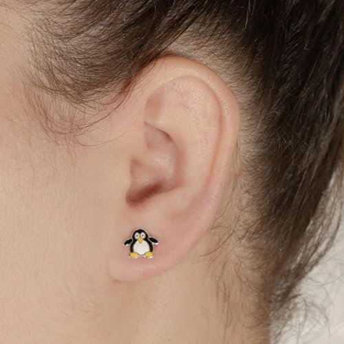 Boucles d'oreilles pingouin en argent sterling 925 fin et durable