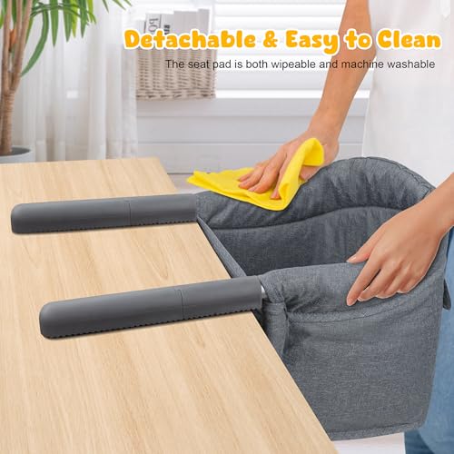 JOZZVE Premium Hook On High Chair, One-Pull Quick Install No Twisting, Heavy Duty Steel Frame, Safe Materials Clip on Table Chair, Portable Baby Feeding Chair with Storage Bag for Travel Home - Thumbnail 6