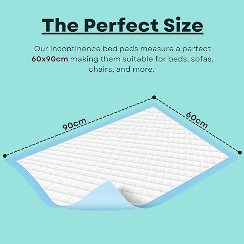 100 Pack Incontinence Bed Pads 90 x 60cm – Highly Absorbent Disposable Waterproof Bed Sheets for Adults, Elderly, Children & Babies – Bed Wetting Sheets & Bed Protectors for Mattress, Sofa & Chair.
