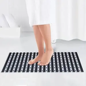 Home Cloud Premium Comfy Shower Mat with Suction Cups and Drain Holes, Non Slip, Anti Skid Plastic Bath Mat of PVC Rubber, 27x16 Inch, Best Foot mats for Walk-in Showers Mat (Black)